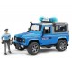 Land Rover Defender Polizia Luci e Suoni con Poliziotto - BRUDER bworld 02597
